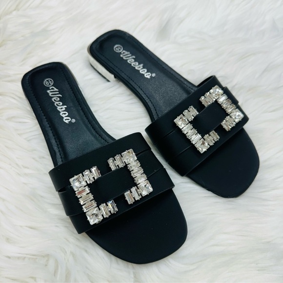 Boutique Shoes - 59. NEW| Black Satin Pendant Sandal